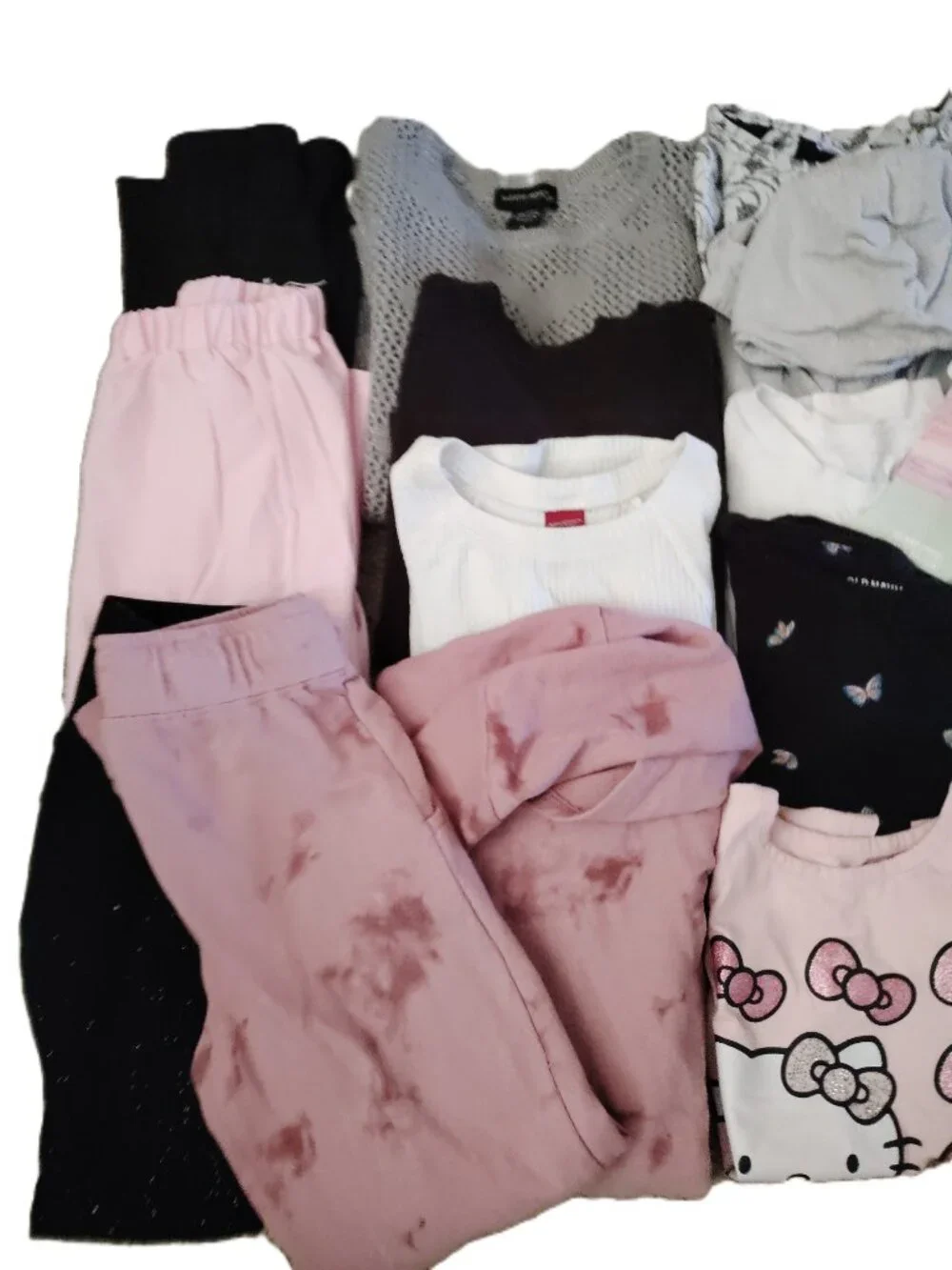 HUGE LOT CLOTHES TOPS PANTS HOODIE OUTFITS OLD NAVY HELLO KITTY~GIRLS SIZE M 7-8